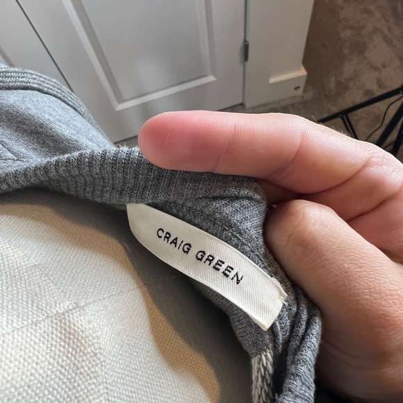 Craig Green Grey Cotton Lace-up Long Sleeve Crewneck Sweatshirt.  - Picture 3 of 3